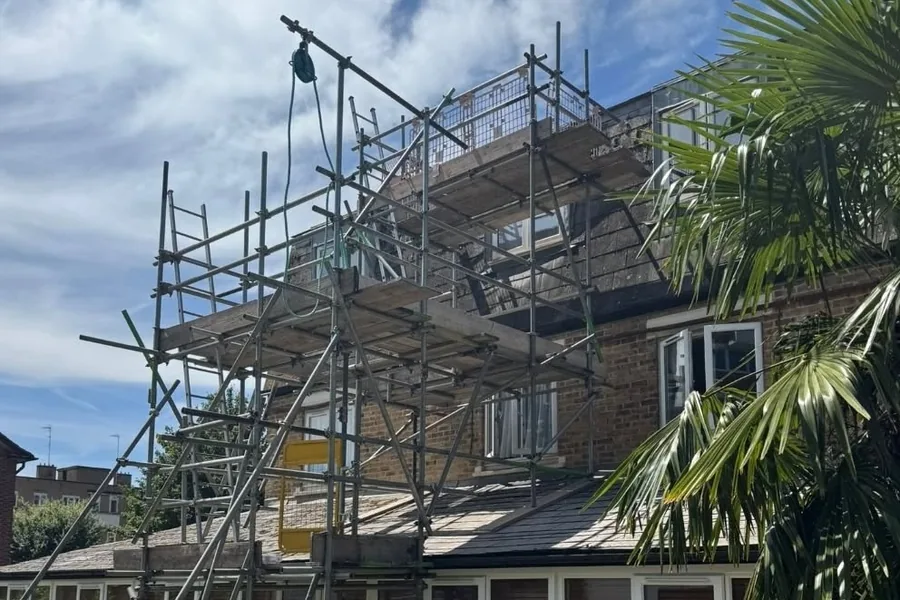 Residential scaffolding erected for roof works